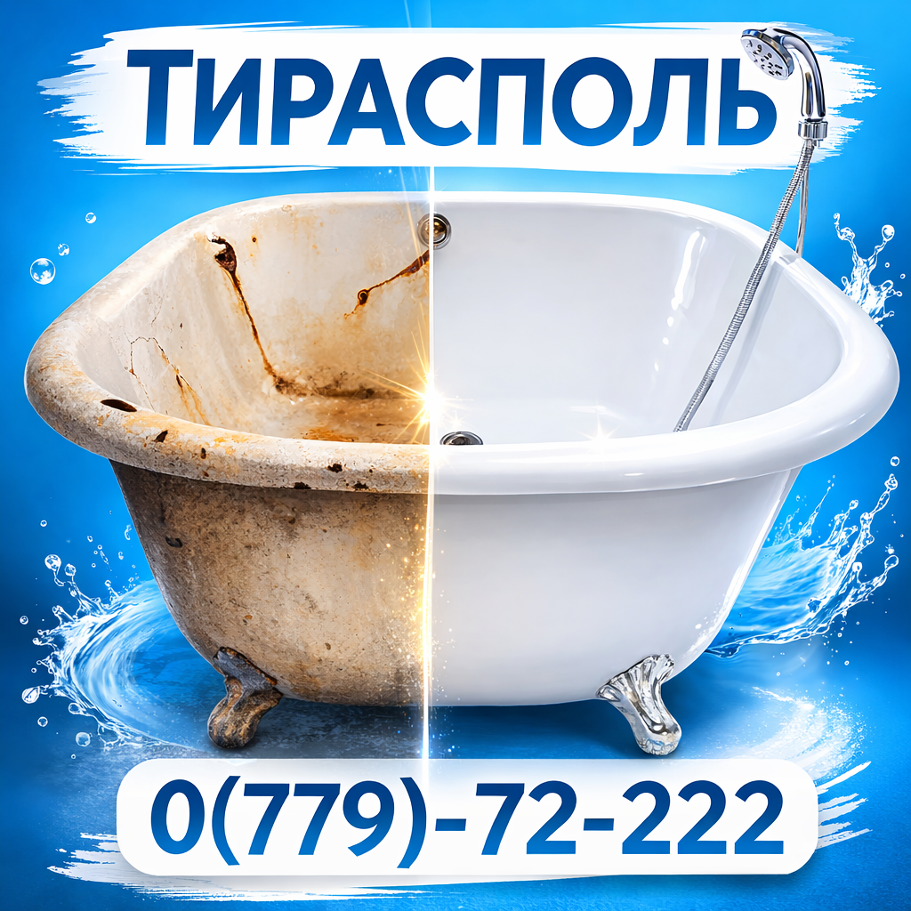 Ремонт ванн Тирасполь, Бендеры — реставрация чугунных ванн на дому