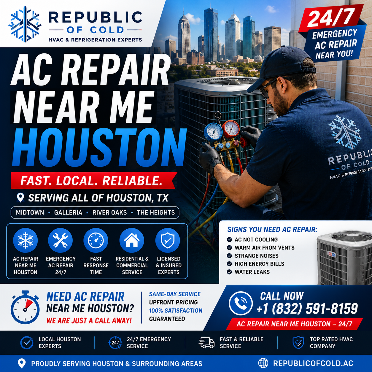 AC Refrigerant Leak Houston TX – Same Day Freon Leak Repair Service