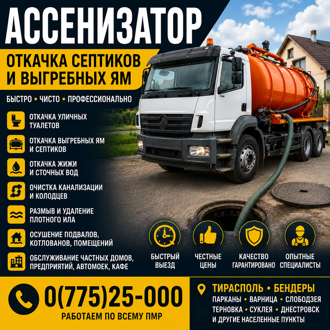 Ассенизаторы ПМР: Откачка сливов и нечистот в Приднестровье