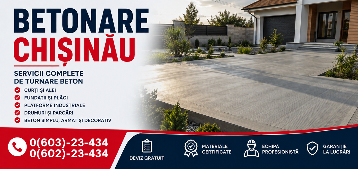 Beton Decorativ Chișinău ⭐️ Curți Moderne și Terase Elegante
