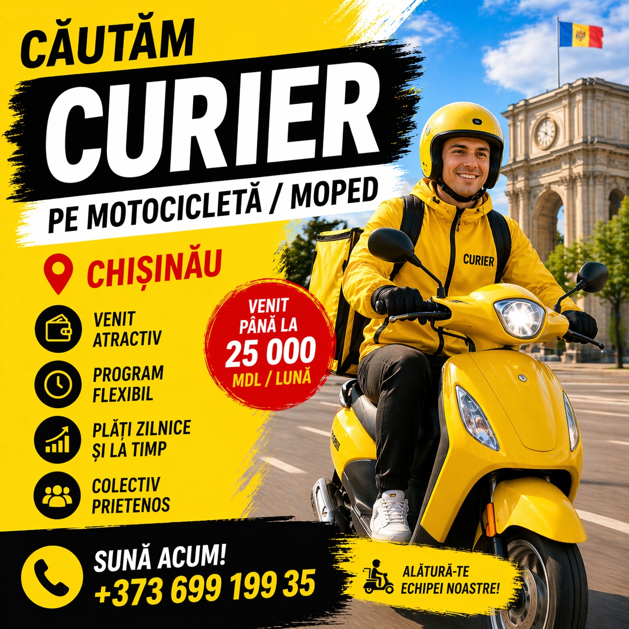 Angajare Curier Chișinău - Fără experiență ☎ +373 699 199 35